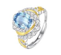 LCDIUDIU Anneau En Argent 925 pour Femme,Bague De Fiançailles Halo En Topaze Rubis Véritable Naturelle De Classe pour Femme, Ring Pierre De Naissance En Zircone Cubique, Ring Promesse Ma
