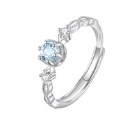 LCDIUDIU Anneau En Argent 925 pour Femme,Bague De Fiançailles Solitaire En Topaze Améthyste Citrine Rubis Naturelle Taille Ronde pour Femme, Anneau Infini En Oxyde De Zirconium, Alliance Halo Empi