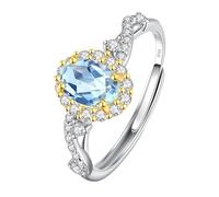 LCDIUDIU Anneau En Argent 925 pour Femme,Bague De Fiançailles Solitaire En Topaze/Améthyste/Citrine/Rubis, Pierre Précieuse Naturelle, Pierre De Naissance En Argent, Alliance Infinie, Alliance Ma