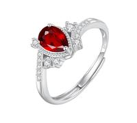 LCDIUDIU Anneau En Argent 925 pour Femme,Bague De Fiançailles Solitaire En Topaze Citrine Rubis Naturelle Taille Poire pour Femme, Pierre De Naissance, Anneau Infini, Alliance De Promesse Mariage