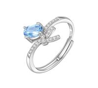 LCDIUDIU Anneau En Argent 925 pour Femme,Bague En Topaze/Rubis Bleu Ciel Véritable Taille Ovale pour Femme, Anneau En Argent Avec Nœud Celtique, Promesse Mariage, Alliance D'Éternité pour Elle,