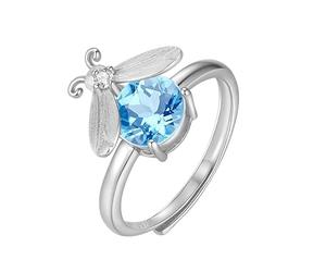 LCDIUDIU Anneau En Argent 925 pour Femme,Bague Firefly En Topaze/Améthyste/Citrine/Rubis, Pierre Précieuse Naturelle, pour Femme, Plaquée Or 14 Carats, Réglable, Pierre De Naissance, Cadeau De S