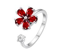 LCDIUDIU Anneau En Argent 925 pour Femme,Bague Rotative En Pierre Précieuse Naturelle pour Femmes Et Filles, Bijou D'Humeur Réglable, Soulageant L'Anxiété Et Le Stress, Rubis