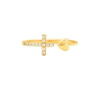 LCDIUDIU Anneaux Argent 925,Bague Croix Cœur De Jésus pour Femmes Et Filles, Anneau Ouvert Réglable En Oxyde De Zirconium, Bijoux Amulette, Amour De Dieu pour Les Adolescents, Cadeaux Plaqués Or