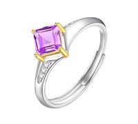 LCDIUDIU Anneaux Argent 925,Bague De Fiançailles En Saphir Rouge Rubis Naturel Taille Coussin Carré pour Femme, Pierre Précieuse, Bande Réglable En Zircone Cubique, Bague De Promesse D'Anniversa