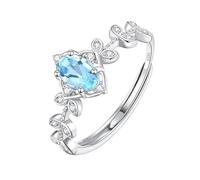 LCDIUDIU Anneaux Argent 925,Bague De Fiançailles Ovale En Topaze Rubis Véritable Naturelle pour Femme, Ring Branche En Pierre De Naissance Cz, Solitaire Réglable, Ring Promesse D'Annive
