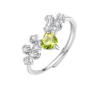 LCDIUDIU Anneaux Argent 925,Bague De Fiançailles Solitaire En Forme De Cœur Avec Topaze Naturelle, Améthyste Et Rubis pour Femme, Anneau Réglable En Péridot, Idéal pour Un Anniversaire Ou Un M