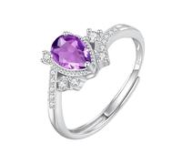 LCDIUDIU Anneaux Argent 925,Bague De Fiançailles Solitaire En Topaze Citrine Rubis Naturelle Taille Poire pour Femme, Pierre De Naissance, Anneau Infini, Alliance De Mariage Éternité pour Elle, A