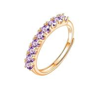 LCDIUDIU Anneaux Argent 925,Bague Demi Éternité En Topaze Citrine Rubis Naturelle pour Femme, Plaquée Or 14 Carats, Avec Pierres Précieuses Rondes, Bague De Promesse Mariage En Diamant Simulé,