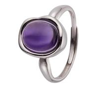 LCDIUDIU Anneaux Argent 925,Bague En Pierre Précieuse Véritable pour Homme Et Femme, En Argent, Avec Cristal Naturel, Faite À La Main, Promesse D'Éternité, Bijoux Anti Anxiété, Cadeau Id