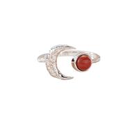 LCDIUDIU Anneaux Argent 925,Bague En Pierres Précieuses Naturelles pour Homme Et Femme, En Argent Plaqué Or 14 Carats, Ring Pouce Martelé En Forme De Croissant, Bijoux En Cristal Naturel, Ca