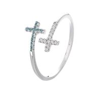 LCDIUDIU Anneaux Argent 925,Bague Ouverte En Forme De Croix pour Femme, En Oxyde De Zirconium, Ajustable, Empilable, Idéale pour Les Fiançailles, L'Éternité, Le Mariage, Avec Boîte