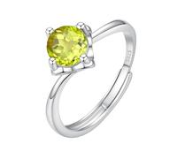 LCDIUDIU Anneaux Argent 925,Bagues De Fiançailles En Pierre Précieuse Solitaire Taille Brillant De 5 Mm/6 Mm pour Femmes, Bande Infinie En Argent, Alliance Réglable pour Anniversaire, Promesse Ma