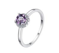 LCDIUDIU Bague De Fiançailles En Argent Sterling 925 Avec Moissanite, Solitaire Rond En Moissanite De 0,5 Ct, Bague Promesse, Anneau Pouce, Pierre Précieuse, Cadeau Mariage, Violet