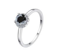 LCDIUDIU Bague De Fiançailles En Argent Sterling 925 Avec Moissanite, Solitaire Rond En Moissanite De 0,5 Ct, Bague Promesse, Anneau Pouce, Pierre Précieuse, Cadeau Mariage, Noir