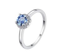 LCDIUDIU Bague De Fiançailles En Argent Sterling 925 Avec Moissanite, Solitaire Rond En Moissanite De 0,5 Ct, Bague Promesse, Anneau Pouce, Pierre Précieuse, Cadeau Mariage, Bleu
