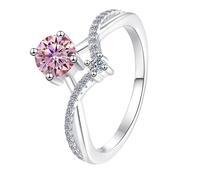 LCDIUDIU Bague De Fiançailles En Moissanite, Bague En Argent Sterling 925, Incrustation De Zircons En Forme Cœur Et Couronne, Taille 1 Carat, Promesse Moissanite, Anneau Pouce, Bijoux