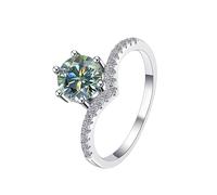 LCDIUDIU Bague En Argent Sterling 925 Avec Moissanite pour Femme, Incrustation En Forme De Cœur, Coupe 1 Carat, Bague Promesse Moissanite, Anneau Pouce, Pierre Précieuse, Cadeau Mariage, Anniversa