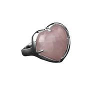 LCDIUDIU Bague En Pierre En Forme De Cœur, Monture En Argent, Bague En Obsidienne Noire, Anneau Ouvert Réglable pour Le Doigt, Anneau De Pouce, Bijoux Cadeau pour Sa Petite Amie, Épouse, Maman, Q