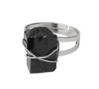 LCDIUDIU Bague En Pierre Naturelle, Fil D'Argent Enroulé Irrégulier, Pierre Brute D'Améthyste Naturelle, Anneaux En Pierres Précieuses Ouverts, Réglables, Anneau De Pouce, Bijoux Reiki, Cadeau