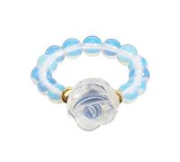 LCDIUDIU Bague Extensible Empilable En Pierre Naturelle Perlée De 5 Mm, Perles Rondes En Obsidienne Noire Reiki, Fleur De Rose, Bijou Énergétique, Diadème pour Le Pouce, Cadeau pour Petit