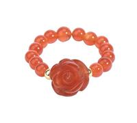 LCDIUDIU Bague Extensible Empilable En Pierre Naturelle Perlée De 5 Mm, Perles Rondes En Obsidienne Noire Reiki, Fleurs De Rose, Bijou Énergétique, Diadème pour Le Pouce, Cadeau pour Petite Amie