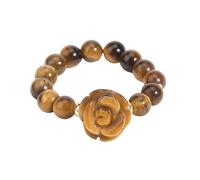 LCDIUDIU Bague Extensible Empilable En Pierre Naturelle Perlée De 5 Mm, Perles Rondes En Obsidienne Noire Reiki, Fleur De Rose, Bijou Énergétique, Anneau De Doigt, Anneau De Pouce, Cadeau pour Pe