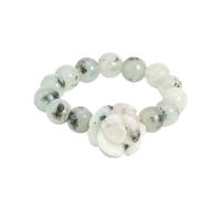 LCDIUDIU Bague Extensible Empilable En Pierre Naturelle Perlée De 5 Mm, Perles Rondes En Obsidienne Noire Reiki, Fleur De Rose, Bijou Énergétique, Diadème pour Le Pouce, Cadeau pour Petit