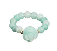 LCDIUDIU Bague Extensible Empilable En Pierre Naturelle Perlée De 5 Mm, Perles Rondes En Obsidienne Noire Reiki, Fleur De Rose, Bijou Énergétique, Diadème pour Le Pouce, Cadeau pour Petite Amie