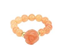LCDIUDIU Bague Extensible Empilable En Pierre Naturelle Perlée De 5 Mm, Perles Rondes En Obsidienne Noire Reiki, Fleur De Rose, Bijou Énergétique, Diadème pour Le Pouce, Cadeau pour Petite Amie