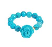 LCDIUDIU Bague Extensible Empilable En Pierre Naturelle Perlée De 5 Mm, Perles Rondes En Obsidienne Noire Reiki, Fleur De Rose, Bijou Énergétique, Diadème De Doigt, Anneau De Pouce, Cadeau pour