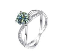LCDIUDIU Bague Ouverte Réglable En Argent Sterling 925 pour Femme, Incrustation Du Symbole De L'Infini, Moissanite 1 Carat, Anneau Pouce, Pierre Précieuse, Cadeau pour Épouse, Petite Amie, Maman,
