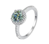 LCDIUDIU Bague Ouverte Réglable En Argent Sterling 925 pour Femme, Incrustation Ronde En Moissanite Bleue 1 Carat, Anneau Pouce, Bijou Exquis En Pierres Précieuses, Cadeau pour Femme Et Petite Ami