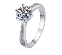 LCDIUDIU Bagues De Fiançailles En Moissanite, Bague En Argent Sterling 925, 1 Ct, Coupe Bleue, Bague Promesse, Anneau Pouce, Zircon, Bijoux En Pierre Précieuse, Cadeau pour Mariage, Transparent