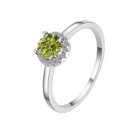 LCDIUDIU Bagues De Fiançailles En Moissanite, Bague En Argent Sterling 925, Solitaire Moissanite De 0,5 Ct, Taille Ronde, Bague Promesse, Anneau Pouce, Pierre Précieuse, Cadeau Mariage, Vert Olive