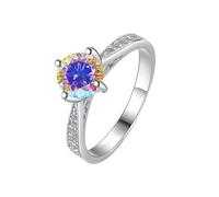 LCDIUDIU Bagues En Argent Sterling 925 Avec Moissanite pour Femme, 1 Carat, Coupe Ronde, Vert Olive, Bague Promesse, Anneau Pouce, Pierre Précieuse, Cadeau Mariage Ou D'Anniversaire
