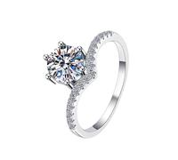 LCDIUDIU Bagues En Argent Sterling 925 Avec Moissanite pour Femmes, Incrustation En Forme De Cœur, Coupe 1 Carat, Bague Promesse Moissanite, Anneau Pouce, Bijoux En Pierres Précieuses, Cadeau D'An