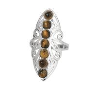 LCDIUDIU Bagues En Pierre Des 7 Chakras, Grande Bague En Argent Creuse Avec Perles Rondes En Forme De Fleur, Bague En Pierre D'Énergie Naturelle, Ouverte Et Réglable, Anneau De Pouce, Bijoux Cadea
