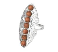 LCDIUDIU Bagues En Pierre Des 7 Chakras, Grande Bague En Argent Creuse Avec Perles Rondes En Forme De Fleur, Bague En Pierre D'Énergie Naturelle, Ouverte Et Réglable, Anneau De Pouce, Bijoux Cadea