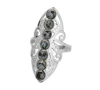 LCDIUDIU Bagues En Pierre Des 7 Chakras, Grande Bague En Argent Creuse Avec Perles Rondes En Forme De Fleur, Bague En Pierre D'Énergie Naturelle, Ouverte Et Réglable, Anneau De Pouce, Bijoux Cadea