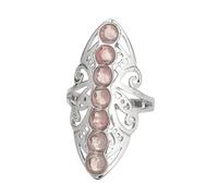 LCDIUDIU Bagues En Pierre Des 7 Chakras, Grande Bague En Argent Creuse Avec Perles Rondes En Forme De Fleur, Bague En Pierre D'Énergie Naturelle, Ouverte Et Réglable, Anneau De Pouce, Bijoux Cadea