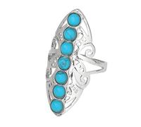 LCDIUDIU Bagues En Pierre Des 7 Chakras, Grande Bague En Argent Creuse Avec Perles Rondes En Forme De Fleur, Bague En Pierre D'Énergie Naturelle, Ouverte Et Réglable, Anneau De Pouce, Bijoux Cadea