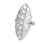 LCDIUDIU Bagues En Pierre Des 7 Chakras, Grande Bague En Argent Creuse Avec Perles Rondes En Forme De Fleur, Bague En Pierre D'Énergie Naturelle, Ouverte Et Réglable, Anneau De Pouce, Bijoux Cadea