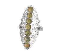 LCDIUDIU Bagues En Pierre Des 7 Chakras, Grande Bague En Argent Creuse Avec Perles Rondes En Pierre D'Énergie Naturelle, Ouverte Et Réglable, Anneau De Pouce, Bijoux Cadeau pour Femme Et Elle, Una