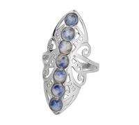 LCDIUDIU Bagues En Pierre Des 7 Chakras, Grande Bague En Argent Creuse Avec Perles Rondes En Pierre D'Énergie Naturelle, Ouverte Et Réglable, Anneau De Pouce, Bijoux Cadeau pour Femme Et Elle, Sod