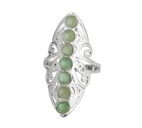 LCDIUDIU Bagues En Pierre Des 7 Chakras, Grande Bague En Argent Creuse Avec Perles Rondes En Pierre D'Énergie Naturelle, Ouverte Et Réglable, Anneau De Pouce, Bijoux Cadeau pour Femme Et Elle, Ave