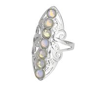 LCDIUDIU Bagues En Pierre Des 7 Chakras, Grande Bague En Argent Creuse Avec Perles Rondes En Pierre D'Énergie Naturelle, Ouverte Et Réglable, Anneau De Pouce, Bijoux Cadeau pour Femme Et Elle, Opa