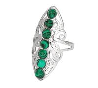 LCDIUDIU Bagues En Pierre Des 7 Chakras, Grande Bague En Argent Creuse Avec Perles Rondes En Pierre D'Énergie Naturelle, Ouverte Et Réglable, Anneau De Pouce, Bijoux Cadeau pour Femme Et Fille, Ma