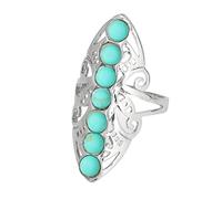 LCDIUDIU Bagues En Pierre Des 7 Chakras, Grande Bague En Argent Creuse Avec Perles Rondes En Pierre D'Énergie Naturelle, Ouverte Et Réglable, Anneau De Pouce, Bijoux Cadeau pour Femme Et Elle, Tur