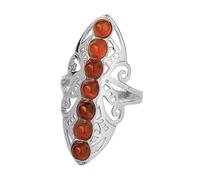LCDIUDIU Bagues En Pierre Des 7 Chakras, Grande Bague En Argent Creuse Avec Perles Rondes En Pierre D'Énergie Naturelle, Ouverte Et Réglable, Anneau De Pouce, Bijoux Cadeau pour Femme Et Elle, Aga